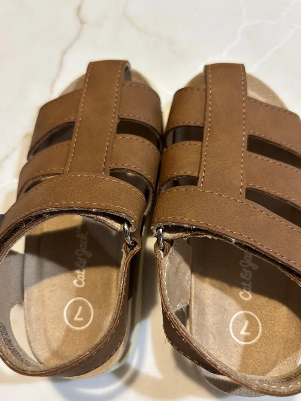 Cat & Jack Brown Boys' Fisherman Sandals Size 7 Toddler